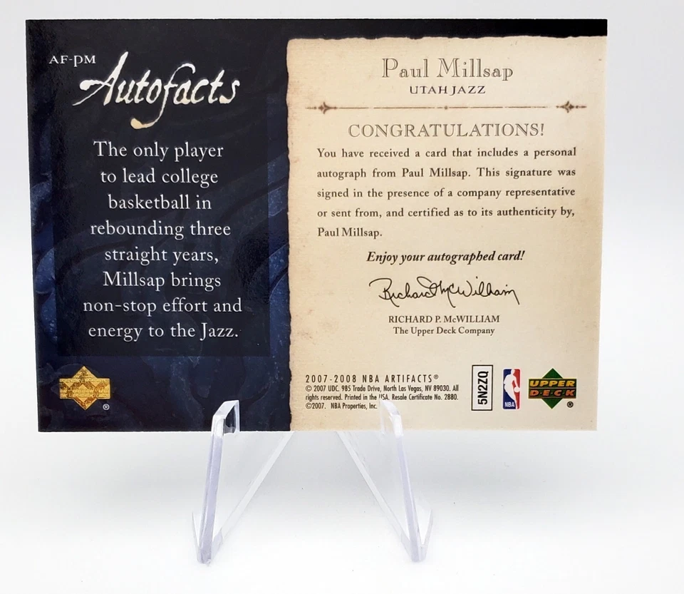 2007-08 Upper Deck NBA Autofacts #AF-PM Paul Millsop - Image 2 of 2