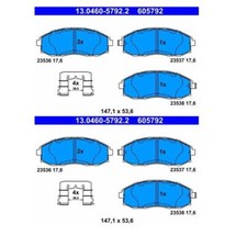 2x ATE 13.0460-5792.2 Bremsbelagsatz Scheibenbremse Vorne für Hyundai H100