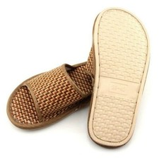 Men Women Summer Slipper Shoes Sandal Bamboo Grass Non Slip Cool Couples