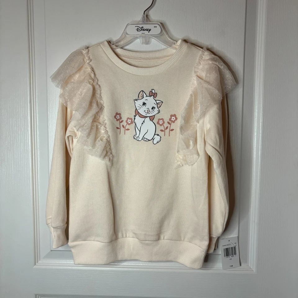 Disney Niñas Niños Marie The Aristocats Cuello Redondo Manga Larga Polar Sudadera Foto 2 de 3