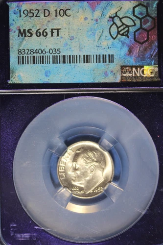 1952 D NGC 10C MS66 FT ROOSEVELT DIME #B49881