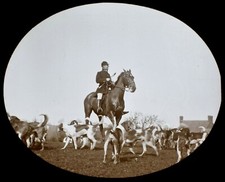 Magic Lantern Slide HUNT AT BARKBY NO3 C1896 PHOTO LEICESTERSHIRE FOX HOUNDS 