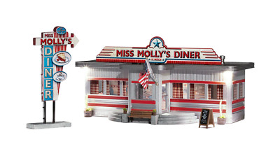Woodland Scenics BR4956 N Scale Built Up Structure - Miss Molly's Diner with LED