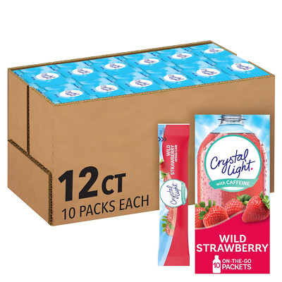 Crystal Light Sugar-Free Wild Strawberry On-The-Go Drink Mix 10 Count Pack of 12