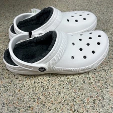 CROCS Unisex Classic Faux Fur Lined White Clogs Size Men’s 11