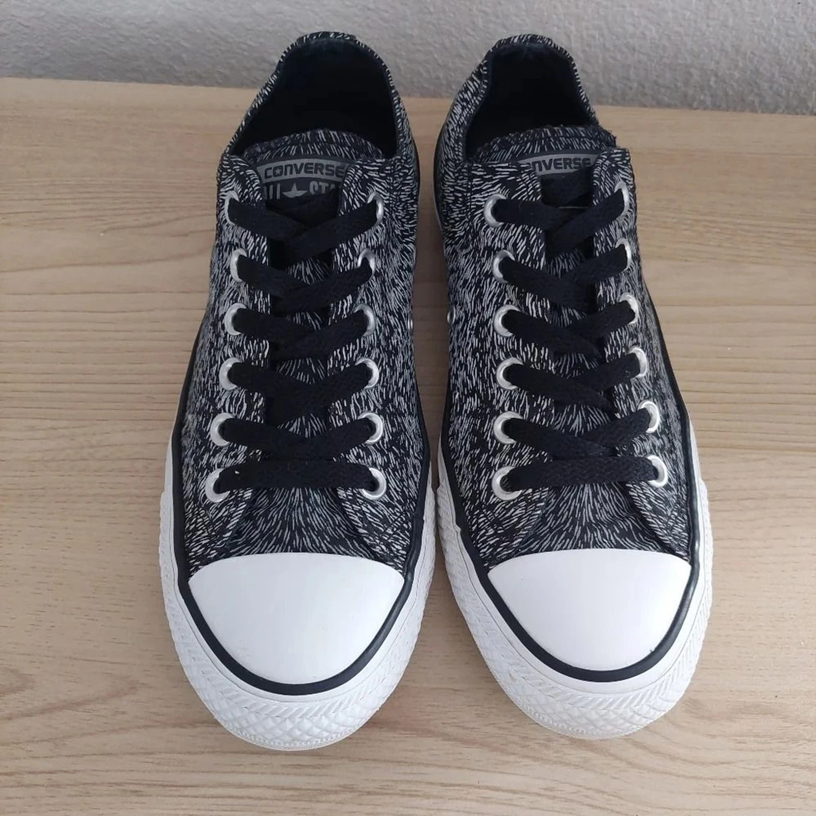 Converse Chuck Taylor All Star Oxford nere stampa zebrata taglia 7