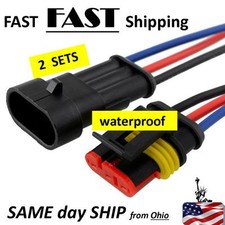   WATERPROOF   3pin 3 wire pig tail quick connect / disconnect connector NEW