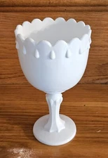 Vintage Milk Glass Compote Centerpiece Vase Bowl Candy Dish Decor VGC White