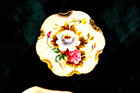 Porcelien 7-3/4" Hand Painted by SHAFFORD #721 "Kasimir Rose"Gold trim Scalloped — photo 1