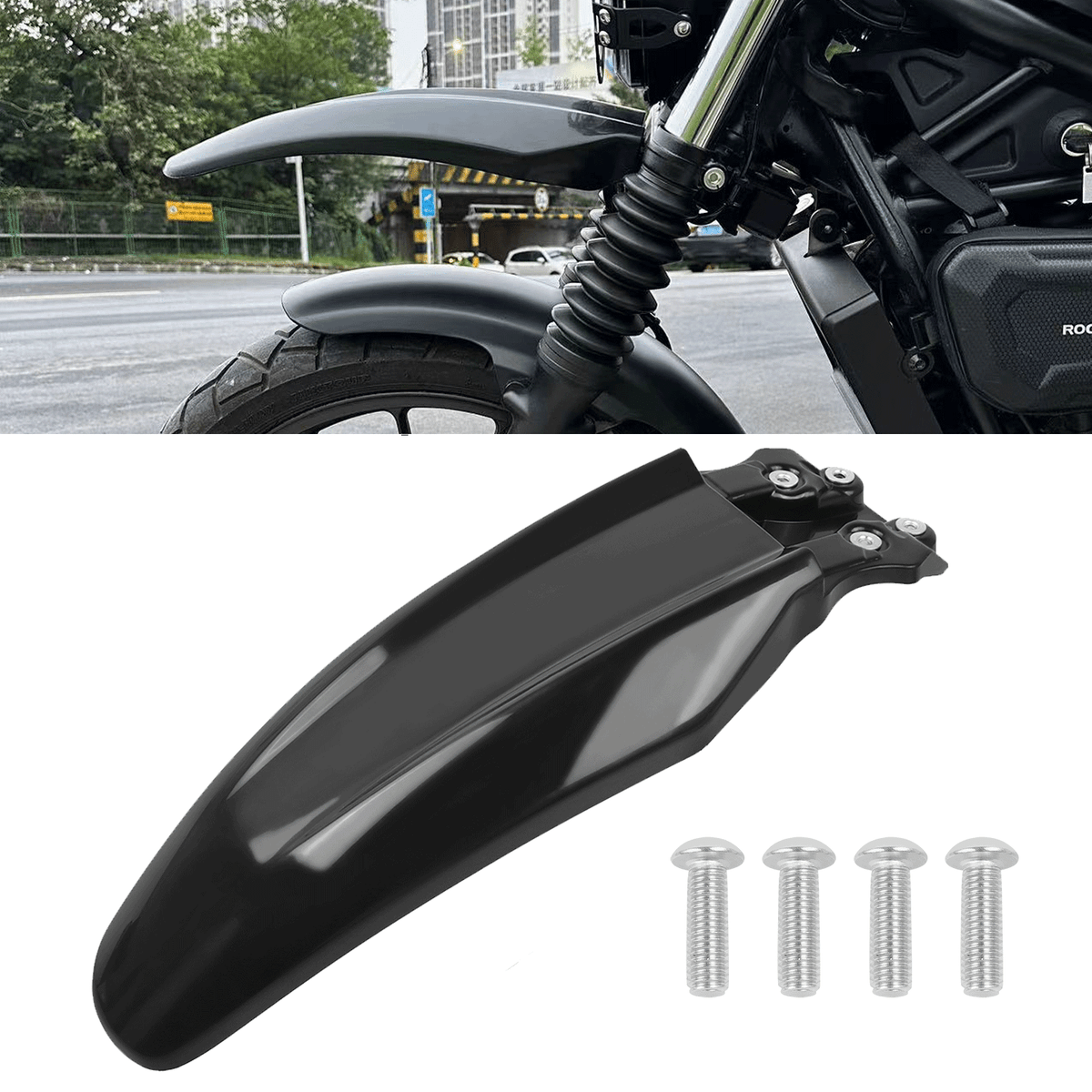 Long Front Fender Mud Guard Black Maxnus Fit For Honda CL500