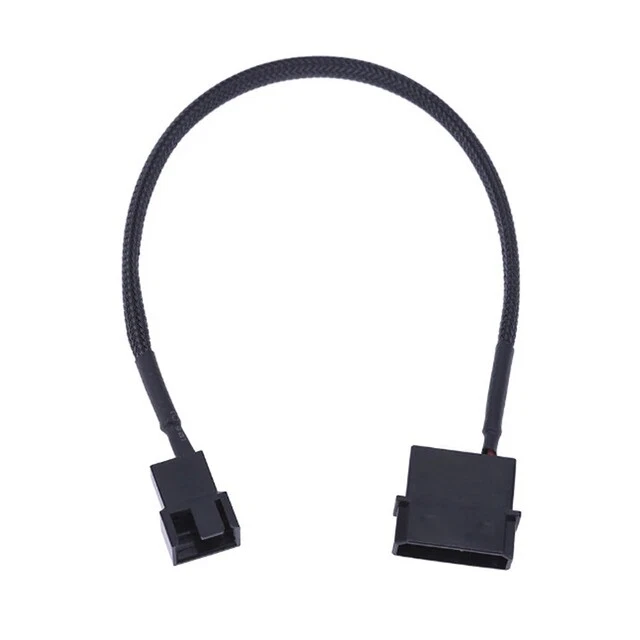 Braided 4Pin Molex LP4 Power to 3Pin/4Pin Case Cooling Fan Converter Adapter 12V