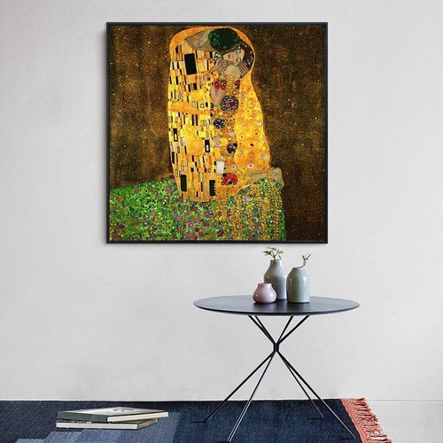 Impresión en Giclee Enmarcada El Beso por Gustav Klimt Arte de Pared Hogar Oficina Decoración 28"x28" - Imagen 3 de 8