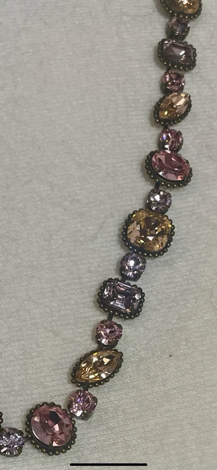 Collar de Cristal Sorrelli Corte Cojín Rosa, Morado y Melocotón ¡Con Pendientes!! Foto 4 de 4