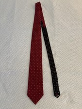 Vtg NWT Tommy Hilfiger Y2K 100 Silk Men Tie Burgandy Navy 3 11/16  Preppy USA