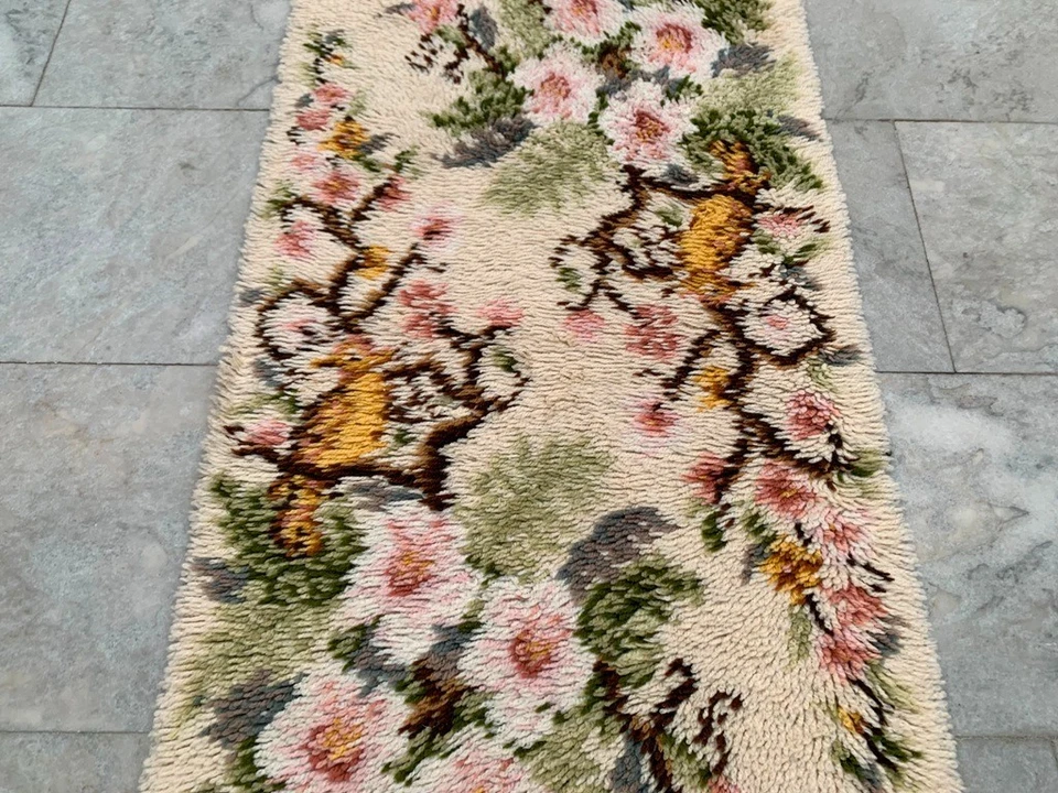 Alfombra Rya sueca vintage de 2x3 pies alfombra suave escandinava alfombra de lana para dormitorio alfombra mullida Foto 2 de 4