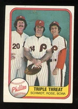 198 Fleer #645 Pete Rose, Mike Schmidt, Bowa - Phillies