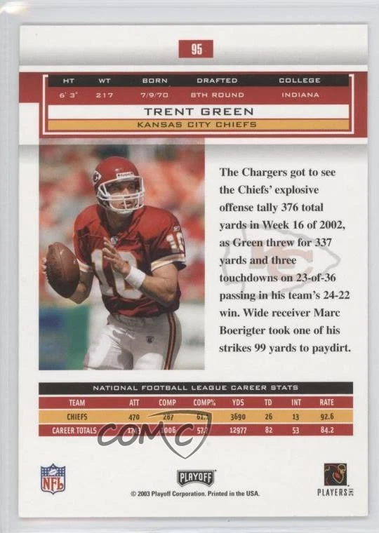 2003 Playoff Honors Trent Green #95 - Image 2 of 2
