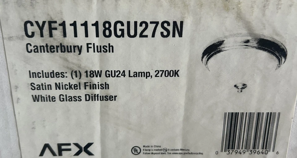AFX Canterbury 11 in. Flush Mount Light with White Glass, Includes Bulb - Image 4 of 4