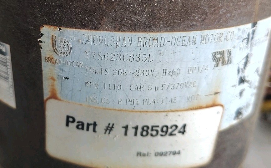 Motor 1/4 HP 208-230 Volt Y7S623C835L for Zhongshan Broad-Ocean