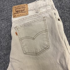 VTG Levis 550 Orange Tab Jeans Men 34x36 Beige Relaxed Tapered Jeans Made In USA