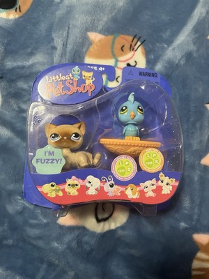 LITTLEST PET SHOP Fuzzy Cat & Blue Bird Figure Set {NIB}