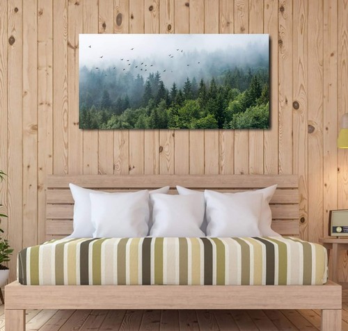 Green Forest Wall Art Tropical Forest Mountain Bird Contemporary Canvas Pictu... - Picture 6 of 6