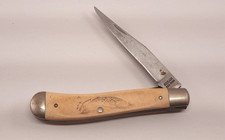 SCHRADE MADE IN USA SCRIMSHAW LARGE MOUTH BASS LINER TRAPPER KNIFE SC503