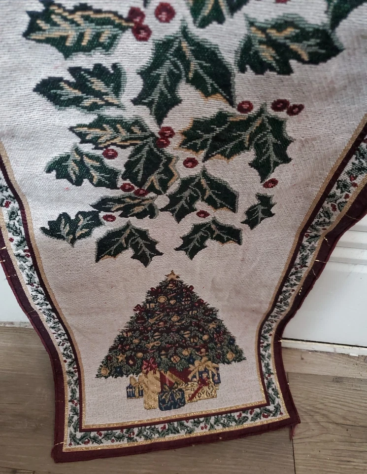 复古 Gobelin 风格挂毯桌旗圣诞树人造金色刺绣 — 第 4/4 张图片