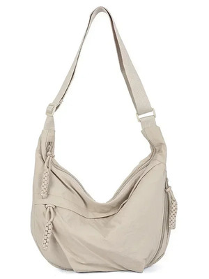 Trendige Damen-Schultertasche aus weichem Stoff einfarbig Student Freizeitstil große Hand