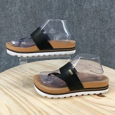 Reef Sandals Womens 8 M Cushion Sol Hi Slide Brown Leather Platform Slip On