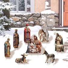 Outdoor Nativity Scene Yard Signs with Stakes for Christmas Lawn Deco