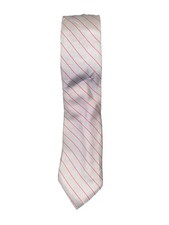 Yves Saint Laurent YSL 100% Silk Tie Grey With Red Stripes Made In USA