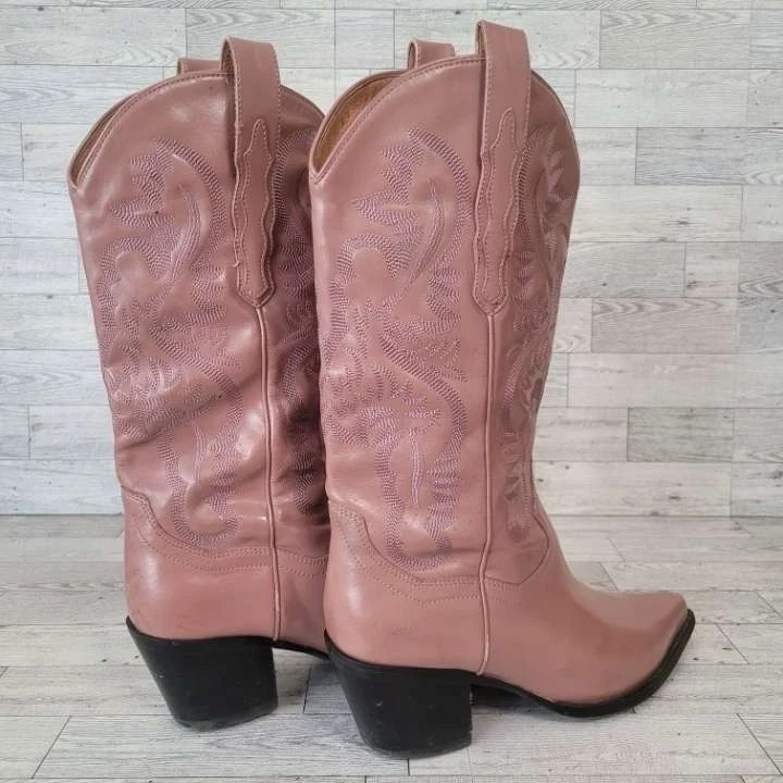 Botas de Vaquero para Mujer Jeffrey Campbell Dagget Cuero Rosa Occidental Talla 9.5 Foto 4 de 4