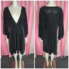 Boohoo Black Silver Shimmer Clubwear Cocktail Dress Size 18 Plus 