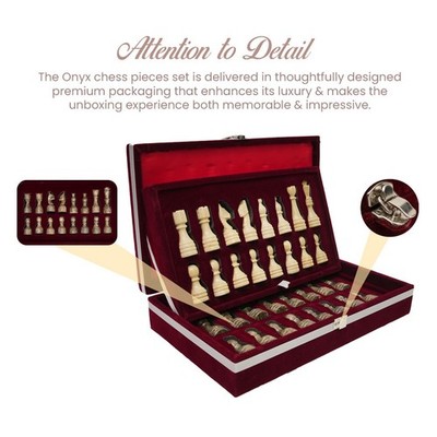 Luxury Marble Chess Pieces with Storage Box Handmade Stone Chessmen Gift for Him