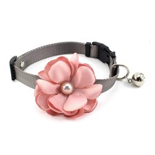 Geranium Flower Cat Dog Collar Bow Tie - Nylon Puppy Necklace with Pearl Bell...