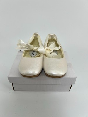 Olivia K Toddler Girls Size 6 Ivory Leather Ballet  Maryjane Dress Shoes Satin