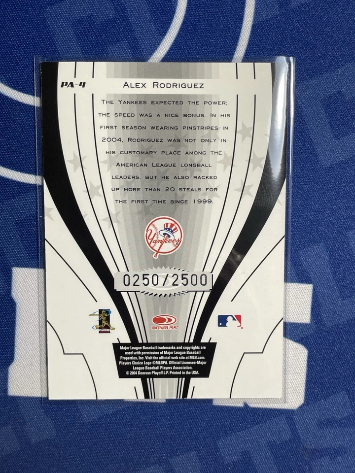2005 Donruss Power Alley Alex Rodriguez #PA8 Red /2500 LEGEND NY Yankees - Image 2 of 2