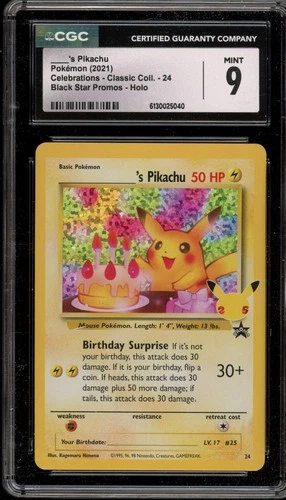 Pokemon Birthday Pikachu Celebrations Classic Coll. #24 CGC 9 Mint