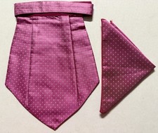 pink black whit Men Silk Cravat POCKET SQUARE Scarf Ascot Tie PARTY-PRE STITCHED