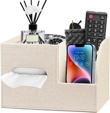 Leather Square Tissue Box Cover with Storage Tray,Cube Tissue Box Holder,Modern