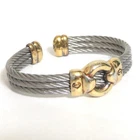 Auth Vintage Philippe Charriol Bangle Bracelet Stainless Steel Wire Cables 31.5g