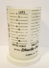 Metric Wonder Cup Milmour Products 1 Cup Measuring Wet Dry White Clear Vintage