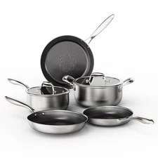 COOKER KING Stainless Steel Cookware Set, Pots and Pans Set Non Stick, Hybrid...
