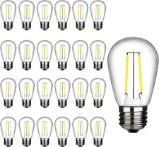 25-Pack LED S14 Bulbs 2W String Light Replacement Bulbs, Daylight White 