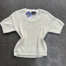 Vintage 90s Chunky Knit Short Sleeve Women's Size Small Cream Sweater