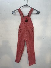 OshKosh BGosh Vtg Vestback Bib Overalls Size 4 Red Railroad Stripe Denim USA
