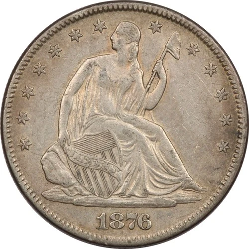 1876 Seated Liberty Half Dollar 50C, About Uncirculated AU