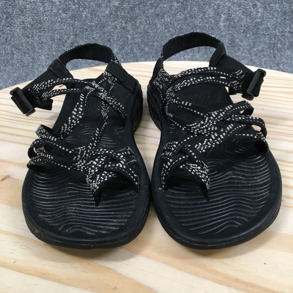 Chaco Sandals Womens 8 Z/Volv 2 Hiking Strappy Black White Toe-Loop Comfort Flat - Image 4 of 4