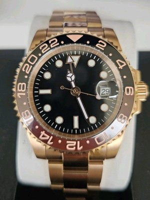 Custom 40mm 'Root Beer  GMT Diver Mod Watch w/ Automatic Movement